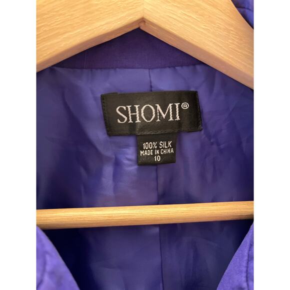 Vintage SHOMI 100% Silk Purple Tailored Jacket Y2K Sz 10 Old Money Quiet Luxury - Picture 3 of 7